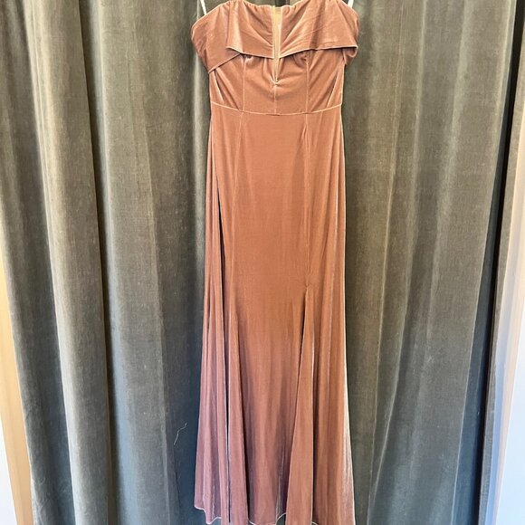 Watters Off-Shoulder Velvet Wedding Dress in Mauve - Picture 3 of 4